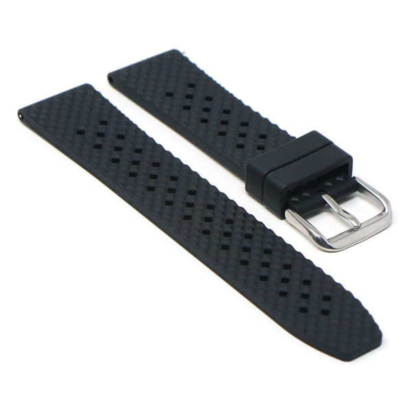 Bandeau texturé en caoutchouc FKM - Noir by Watch Straps Canada