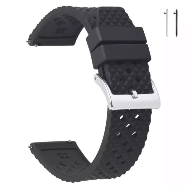 Bandeau texturé en caoutchouc FKM - Noir by Watch Straps Canada