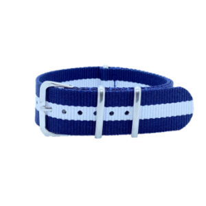 NATO Bracelet de montre - Bleu et blanc par Watch Straps Canada