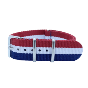 NATO watch Strap - Red, Blue & White, 3 stripes by Watch Straps Canada