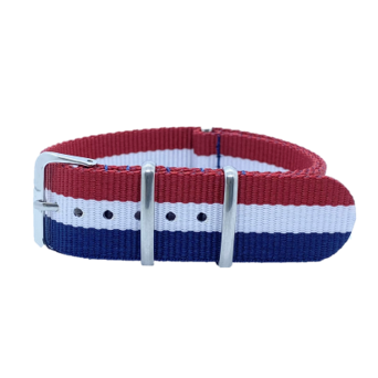 NATO watch Strap - Red, Blue & White, 3 stripes by Watch Straps Canada