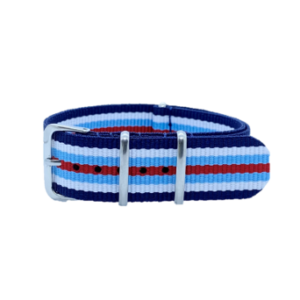 NATO Bracelet de montre - Rouge, bleu et blanc, 7 bandes par Watch Straps Canada