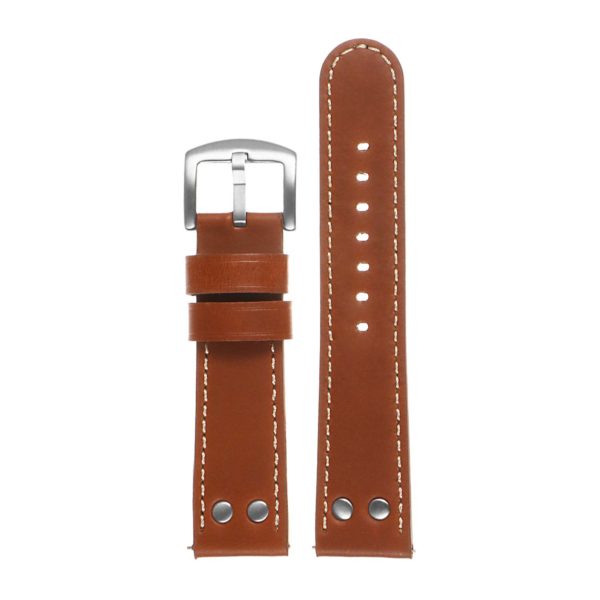 Rivets Top Grain Leather Pilot Watch Band - Tan by Watch Straps Canada