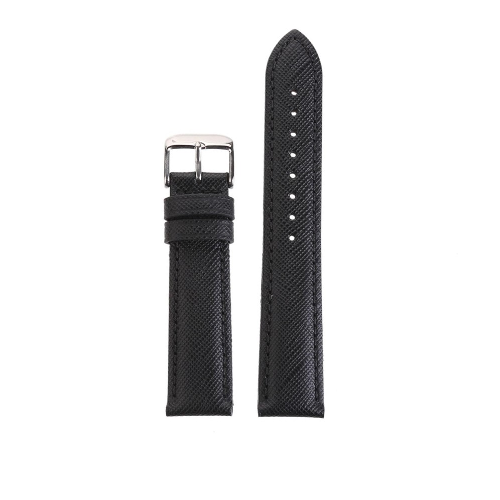 Bracelet de montre en cuir Saffiano noir par Watch Straps Canada