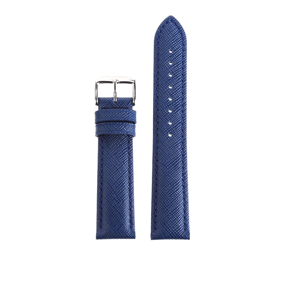 Bracelet de montre en cuir Saffiano bleu par Watch Straps Canada