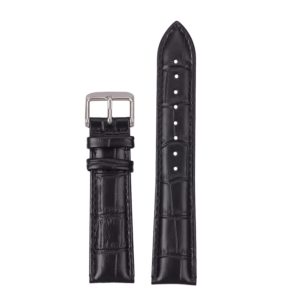 Watch Straps Canada High Quality Crocodile Embossed Top Grain Leather Watch Band Black