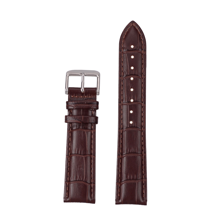 Watch Straps Canada Bracelet de montre en cuir de qualité supérieure gaufré au crocodile brun