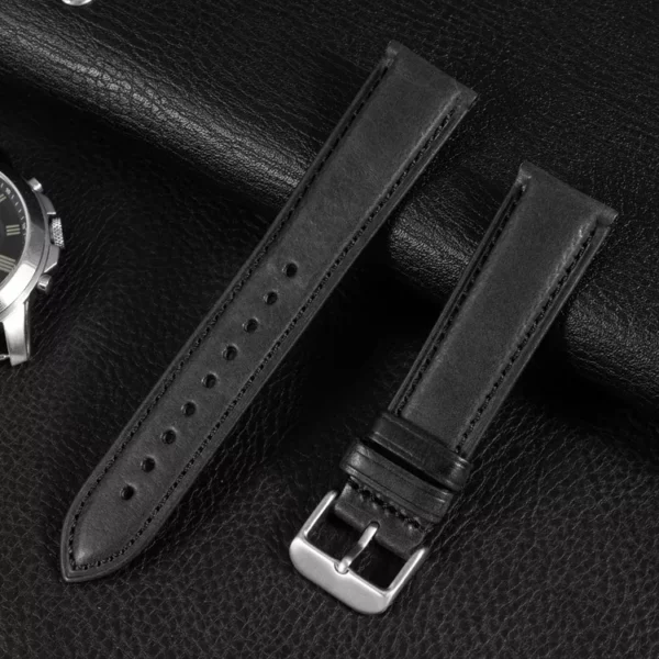 Bracelet de montre en cuir italien noir par Watch Straps Canada