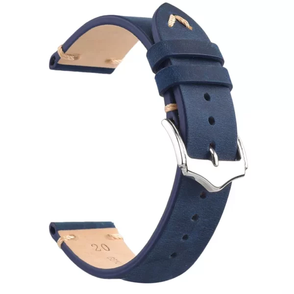 Bracelet de montre en cuir Crazy Horse bleu par Watch Straps Canada.