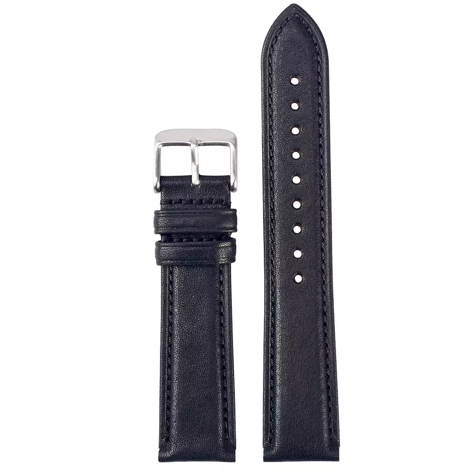 Bracelet de montre en cuir italien noir par Watch Straps Canada