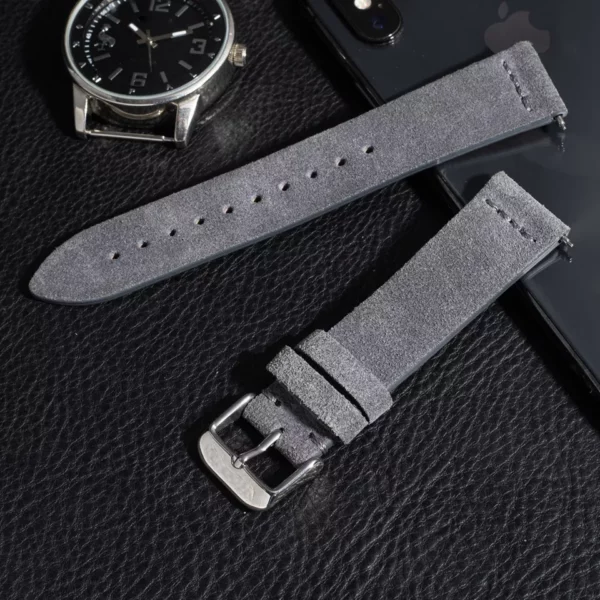 Gris Suede Bracelet de montre en cuir par Watch Straps Canada