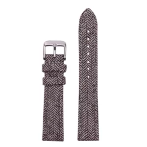 Brown Tweed & Leather Herringbone Watch band by Watch Straps Canada
