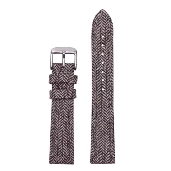 brun Bracelet de montre en tweed et cuir à chevrons par Watch Straps Canada