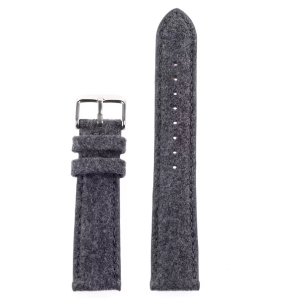 Bracelet de montre en tweed gris et cuir à chevrons par Watch Straps Canada