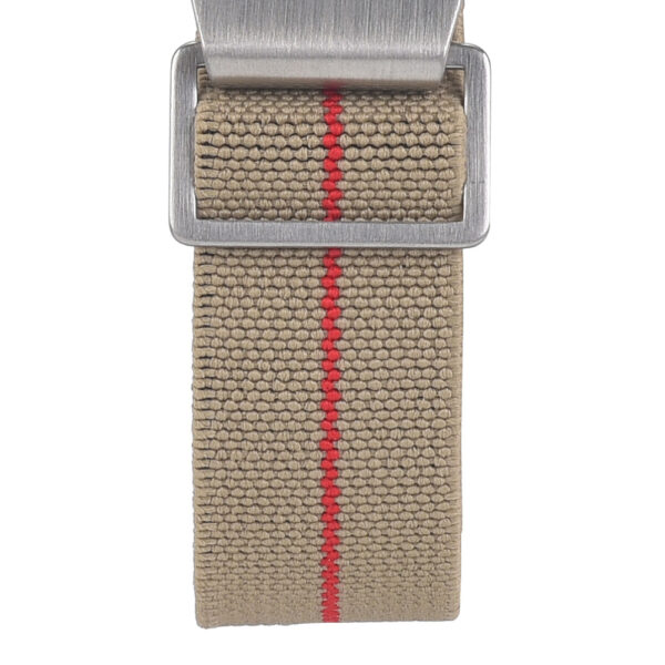 Marine Nationale - Bracelet montre élastique NATO - Beige &amp; Rouge par Watch Straps Canada