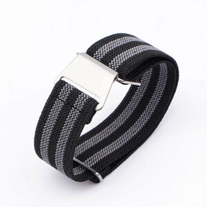 Marine Nationale - Elastic NATO Watch Strap - Black & Grey 5 Stripes by Watch Straps Canada