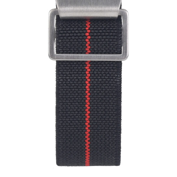 Marine Nationale - Elastic NATO Watch Strap - Black & Red by Watch Straps Canada