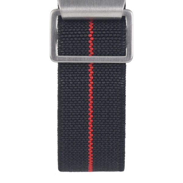 Marine Nationale - Bracelet de montre élastique NATO - Noir et rouge par Watch Straps Canada