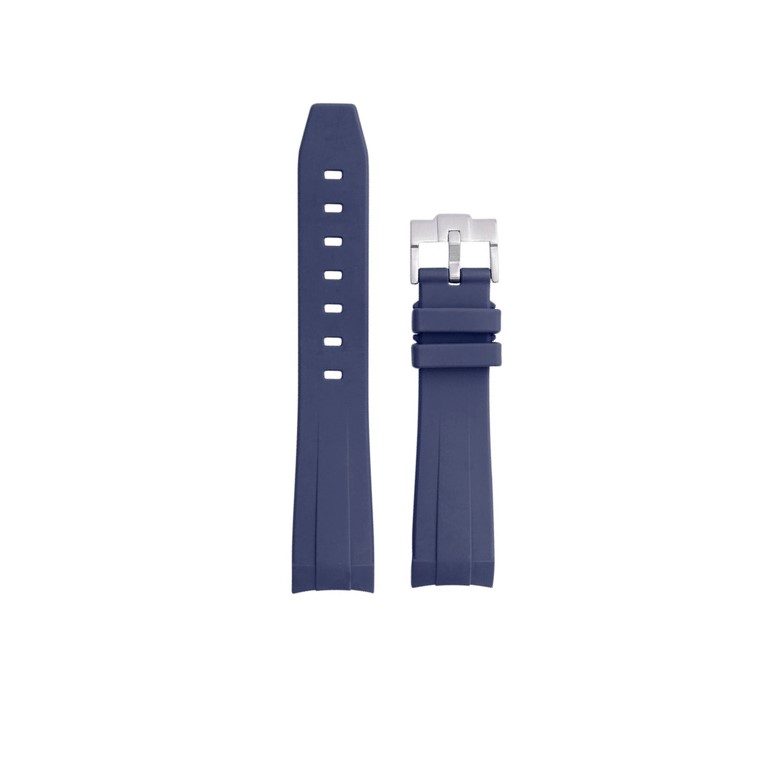 Bracelet montre Curved End FKM Rubber en bleu marine par Watch Straps Canada
