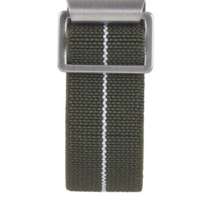 Marine Nationale - Elastic NATO Watch Strap - Army Green & White by Watch Straps Canada