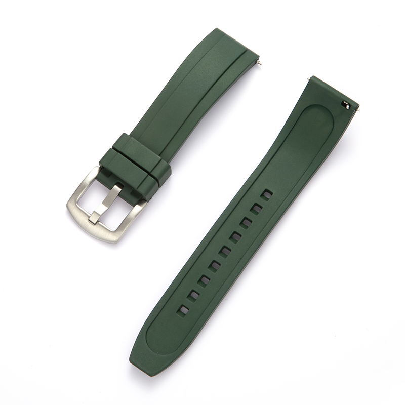 Bracelet de montre en caoutchouc FKM lisse vert armée par Watch Straps Canada