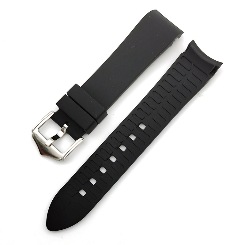 Bracelet de montre en silicone à extrémités incurvées en noir par Watch Straps Canada
