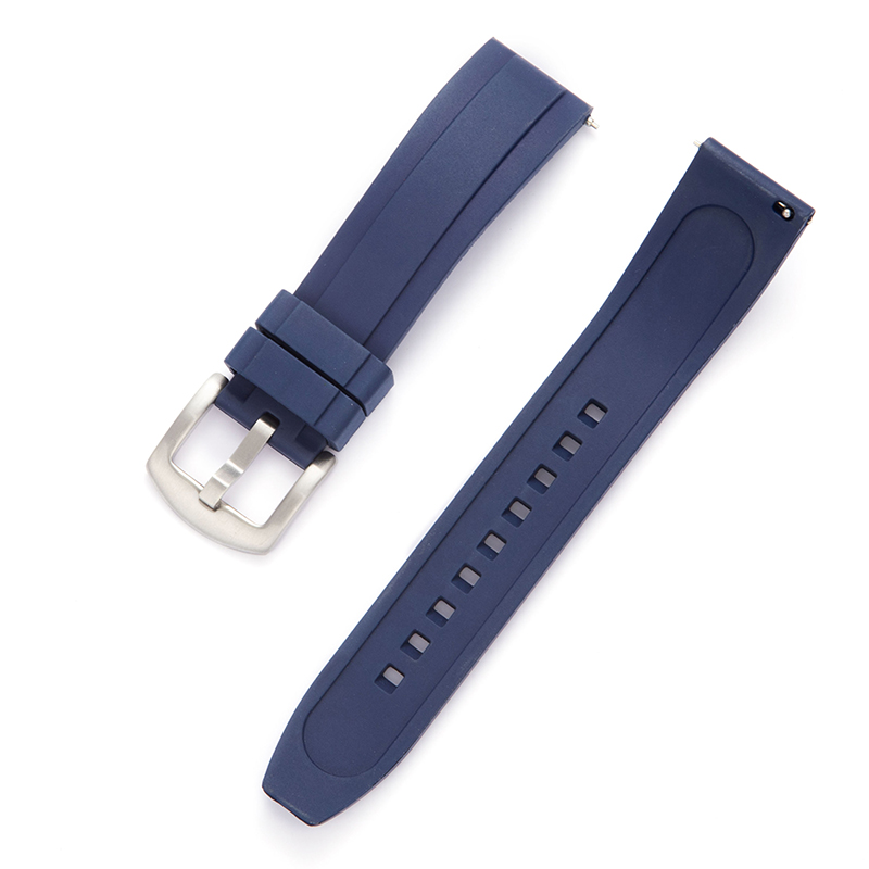 Bracelet de montre en caoutchouc FKM lisse bleu marine par Watch Straps Canada