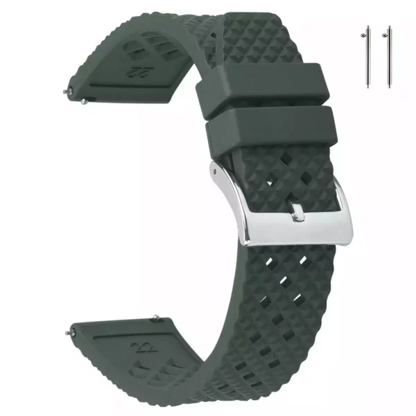 Bandeau texturé en caoutchouc FKM - Vert armée par Watch Straps Canada