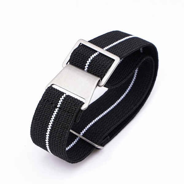 Marine Nationale - Elastic NATO Watch Strap - Black & White by Watch Straps Canada