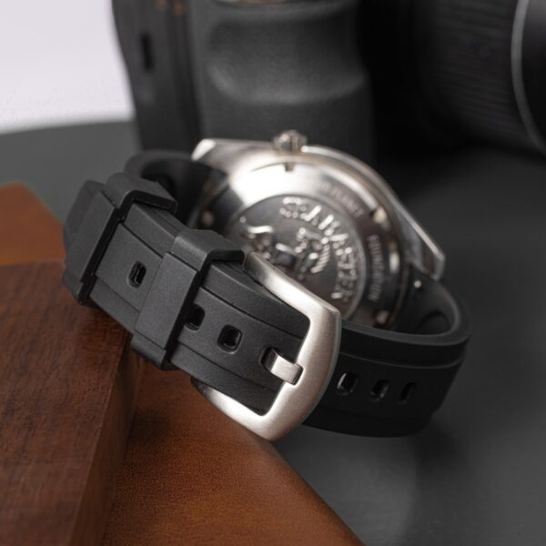 Smooth FKM Rubber Watch Band in black by Watch Straps Canada