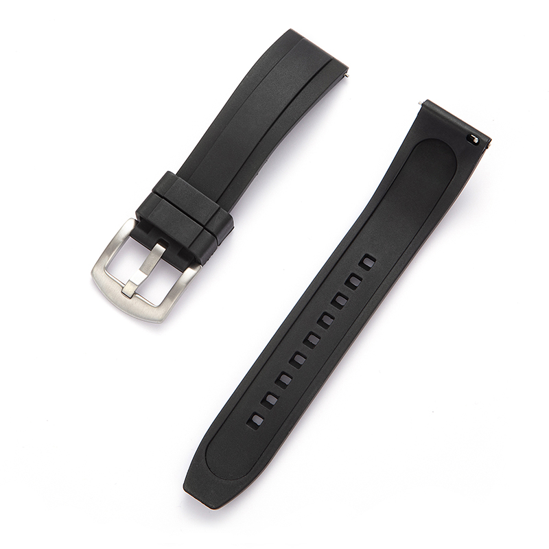 Bracelet de montre en caoutchouc FKM lisse en noir par Watch Straps Canada