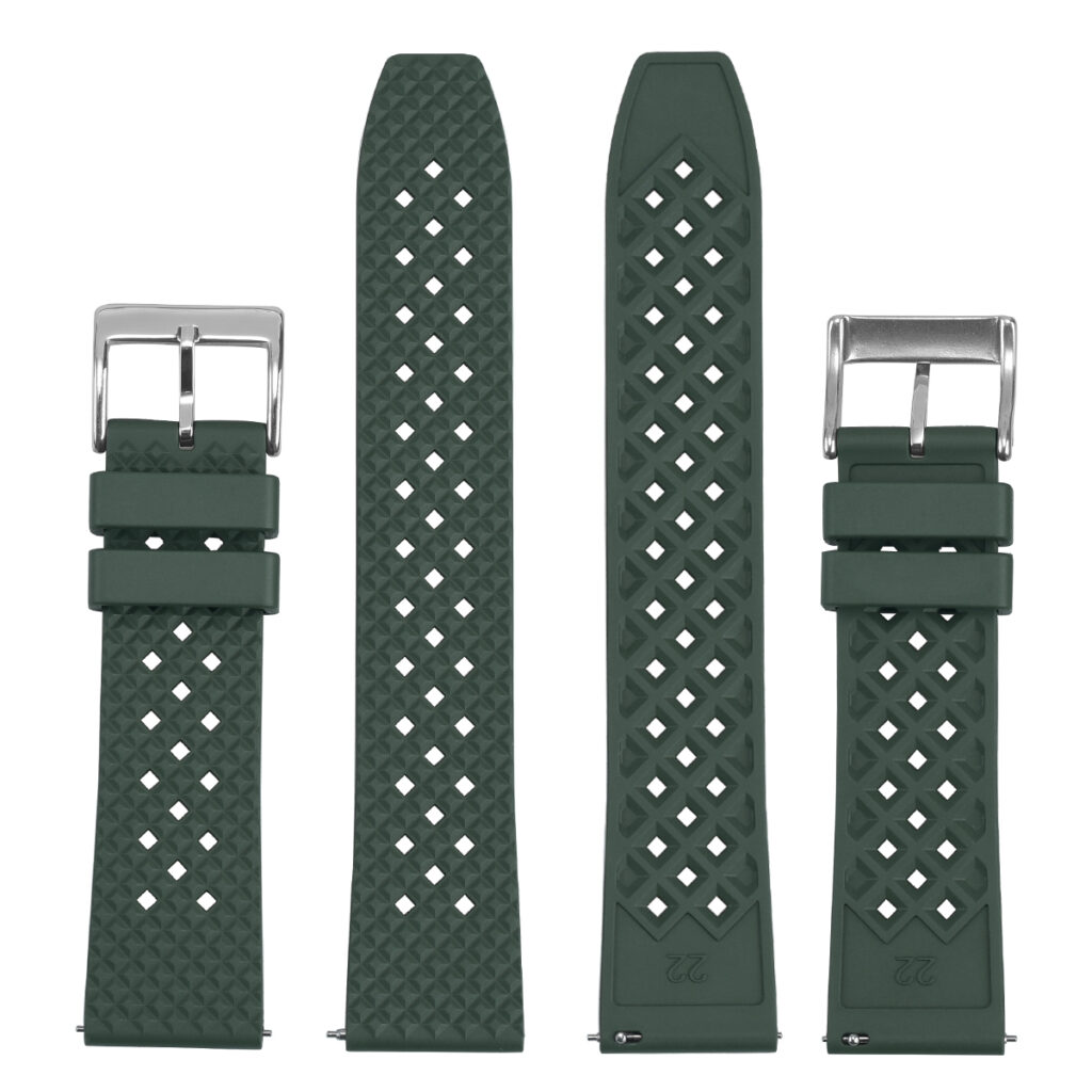 Bandeau texturé en caoutchouc FKM - Vert armée par Watch Straps Canada