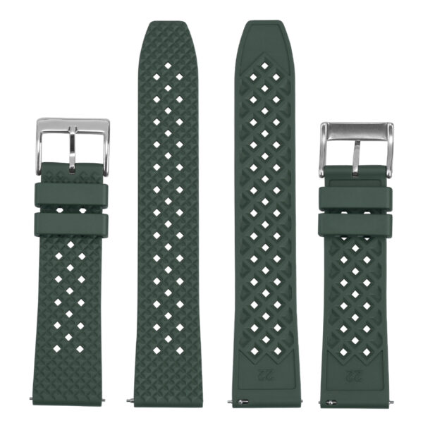 Bandeau texturé en caoutchouc FKM - Vert armée par Watch Straps Canada