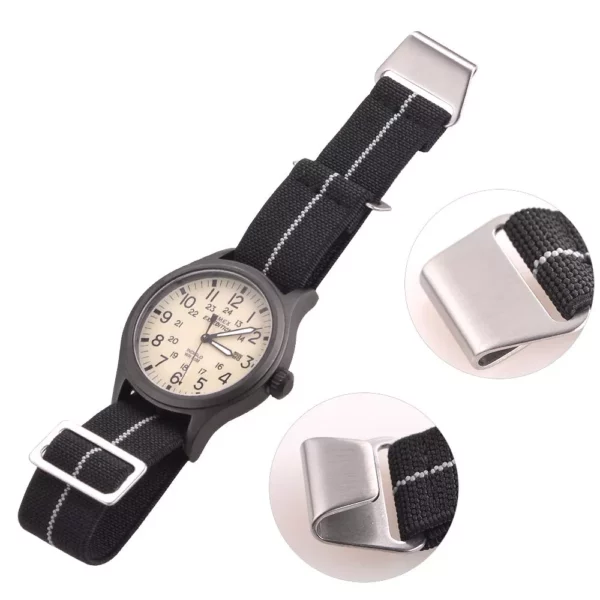 Marine Nationale - Bracelet de montre élastique NATO - Noir et blanc par Watch Straps Canada