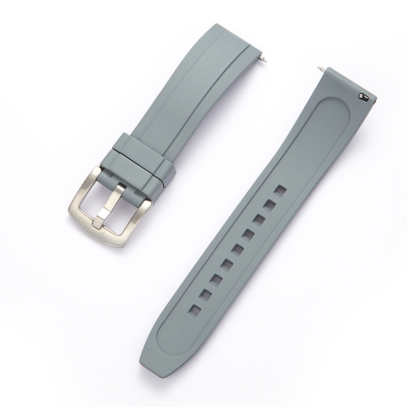 Bracelet de montre en caoutchouc FKM lisse en gris par Watch Straps Canada