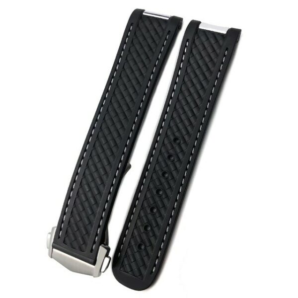 Bracelet caoutchouc pour Omega Seamaster Aqua Terra en noir par Watch Straps Canada