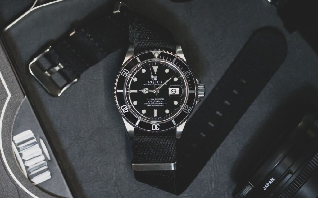 Rolex Submariner mounted on Watch Straps Canada Premium Nato strap in black