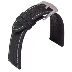 FKM Rubber & Microfiber Watch band Sailcloth in Black & White by watch straps canada