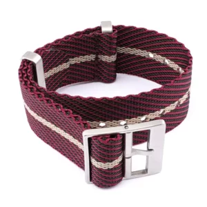 Premium Wooven NATO Strap in Red & Khaki by Watch Straps Canada