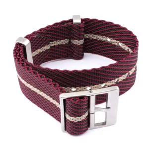 Premium Wooven NATO Strap en rouge et kaki par Watch Straps Canada