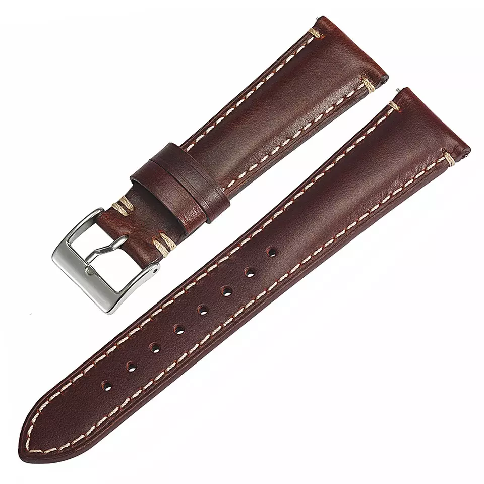 Vintage Style Smooth Leather Watch Strap in brun by Watch Straps Canada