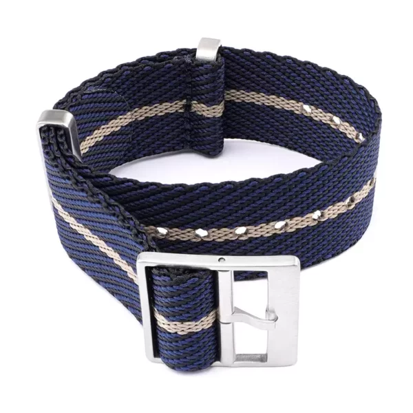 Premium Wooven NATO Strap in Navy Blue &amp; Khaki by Watch Straps Canada