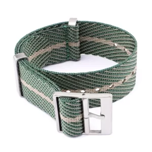 Premium Wooven NATO Strap in Green & Khaki by Watch Straps Canada