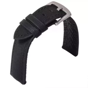 FKM Rubber & Microfiber Watch band Sailcloth in Black & White by watch straps canada