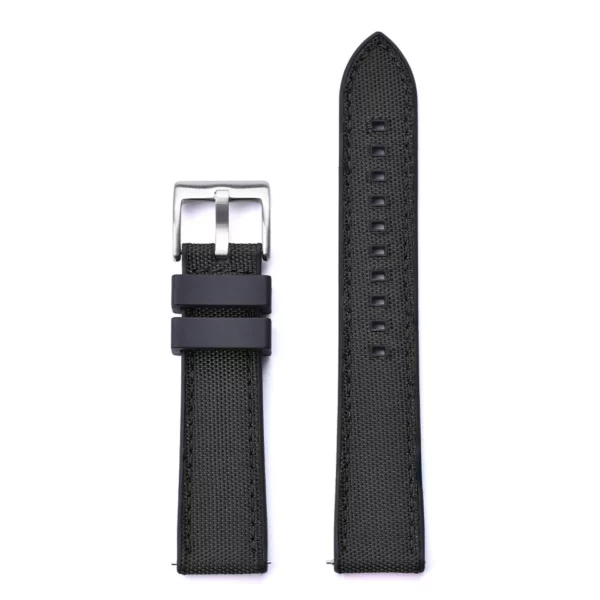 Watch Straps Canada Toile de voile et élastique FKM en noir