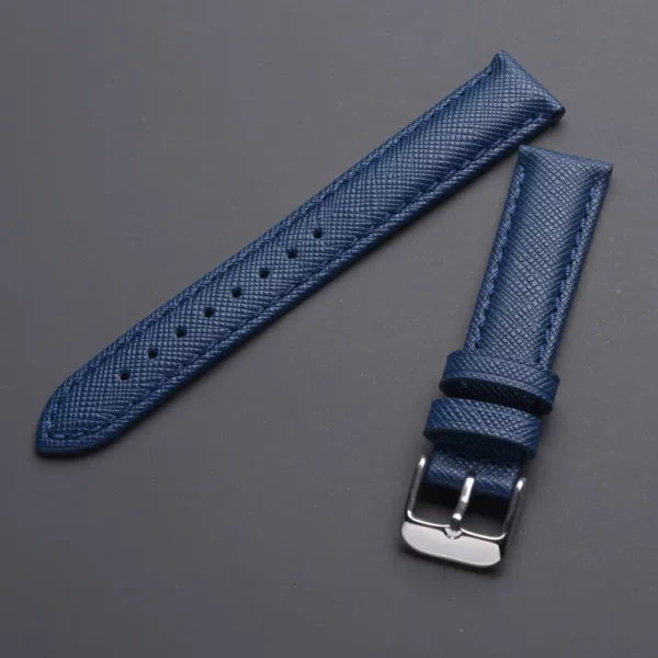 Bracelet de montre en cuir Saffiano bleu par Watch Straps Canada