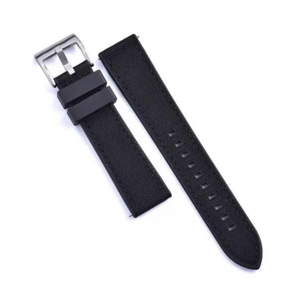 Watch Straps Canada Toile de voile et élastique FKM en noir