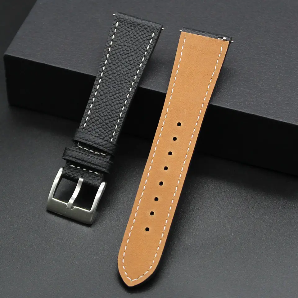 Watch Straps Canada Bracelet de montre Epsom en cuir noir