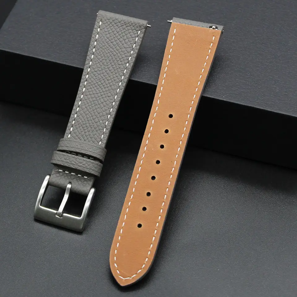 Watch Straps Canada Bracelet de montre Epsom en cuir gris