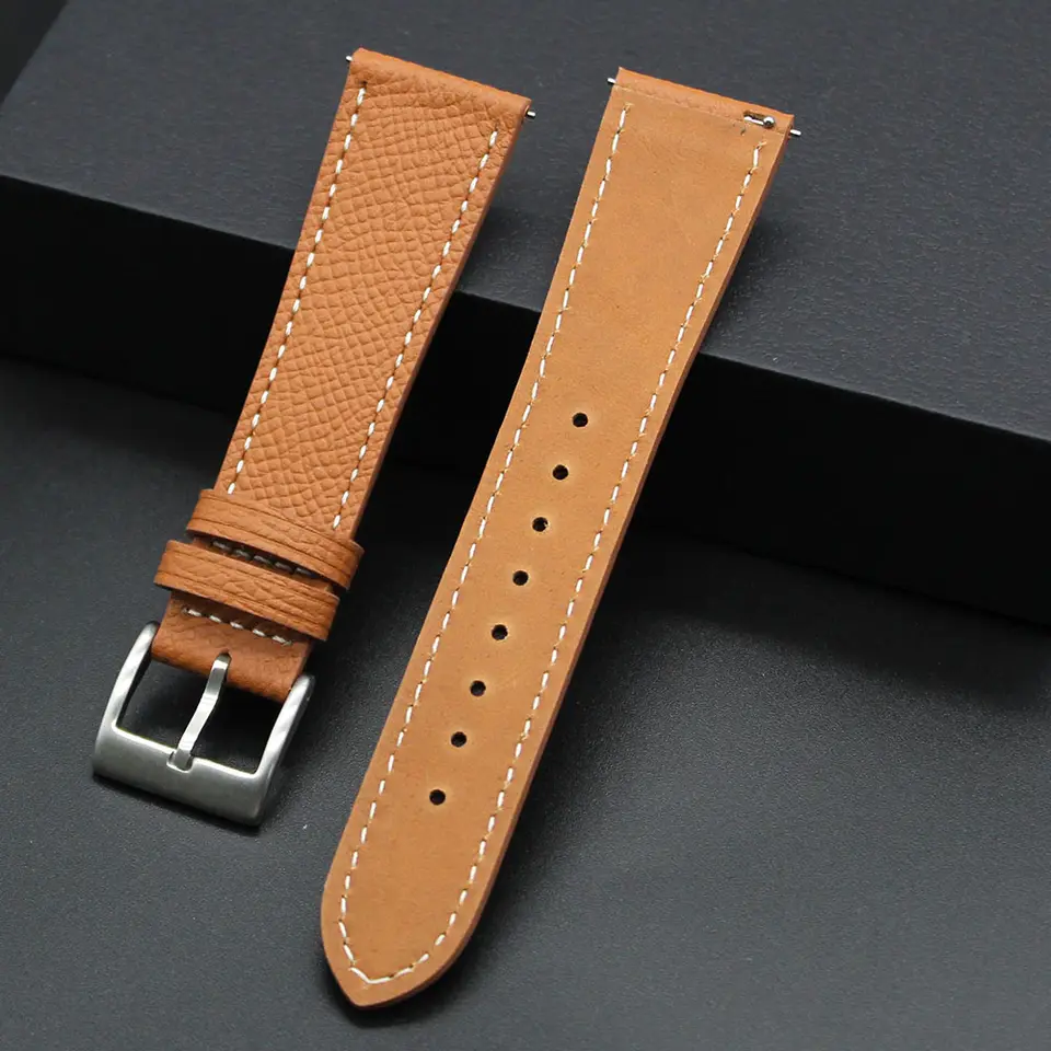 Watch Straps Canada Bracelet de montre en cuir Epsom brun